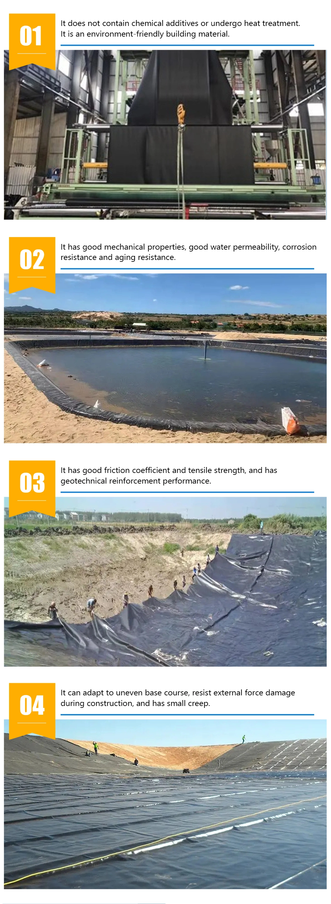 0.3/0.5/0.75/1.0/1.5/2.0mm HDPE Geomembrane Fish Pond Liner